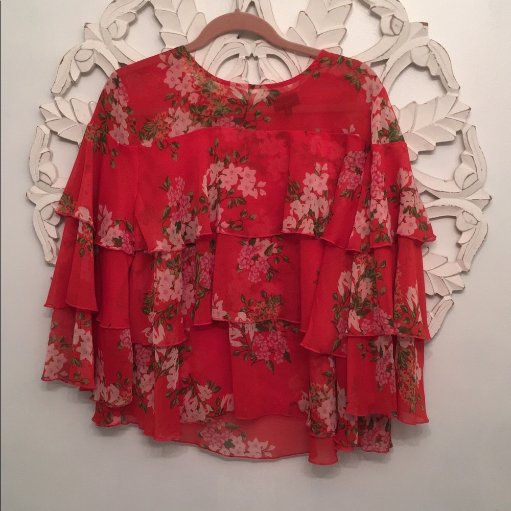 Red Floral Blouse